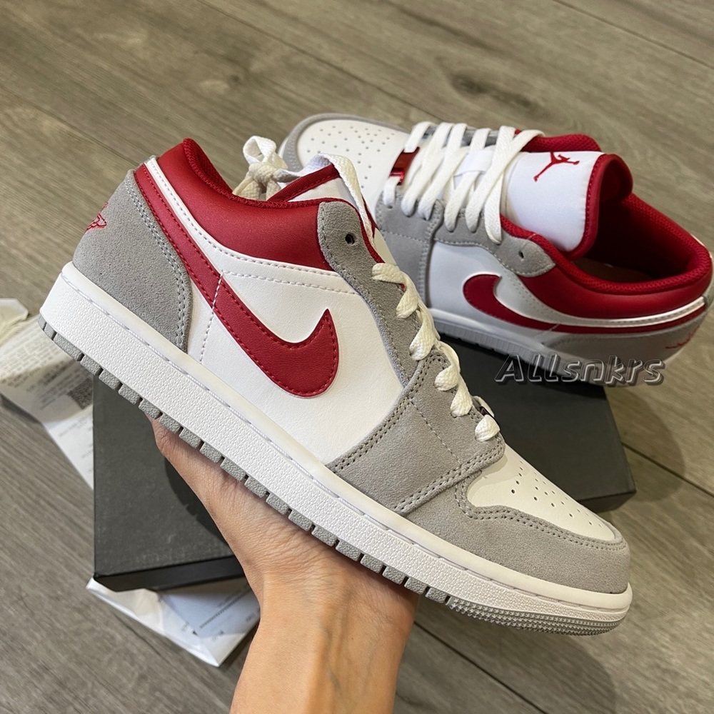 Air Jordan 1 Low Light Smoke Grey Gym Red